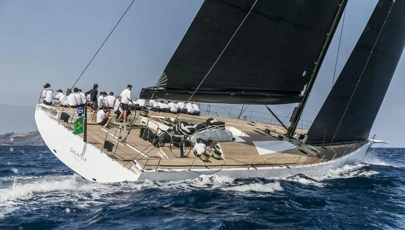 a boat sailing on the sea aboard GALATEIA Yacht for Sale