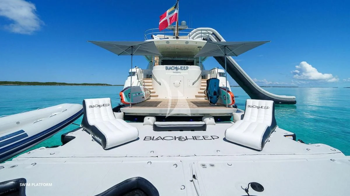 a boat on the water aboard BLACK SHEEP Yacht for Sale