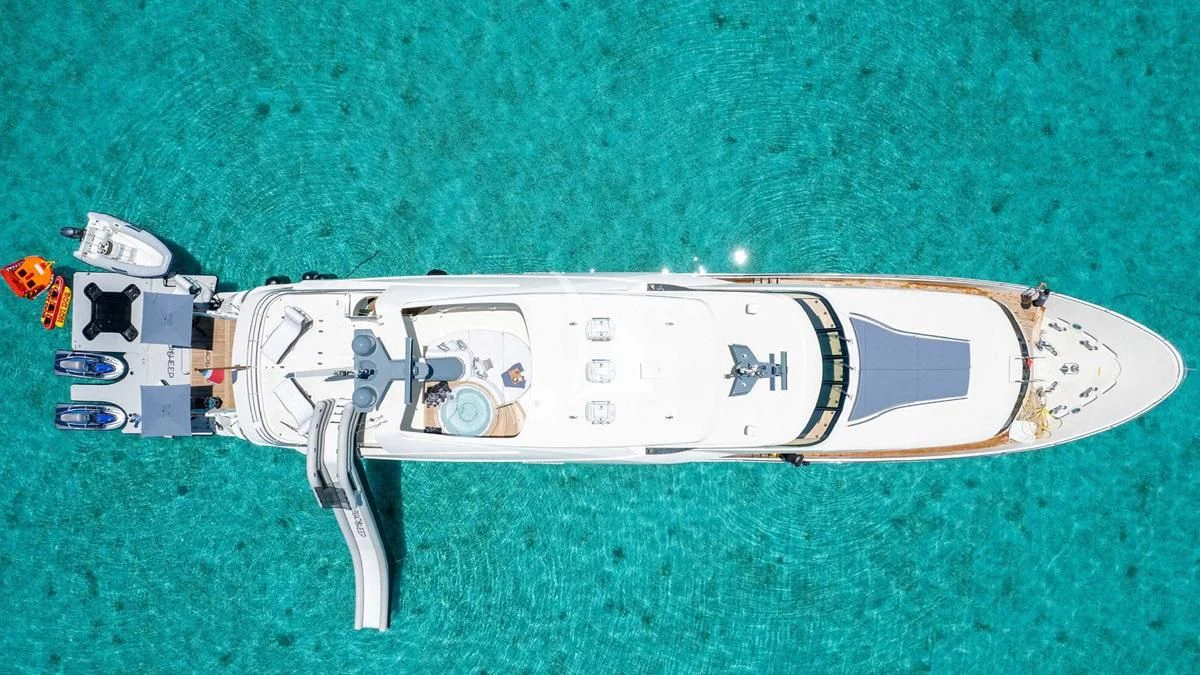 a space ship on a green field aboard BLACK SHEEP Yacht for Sale