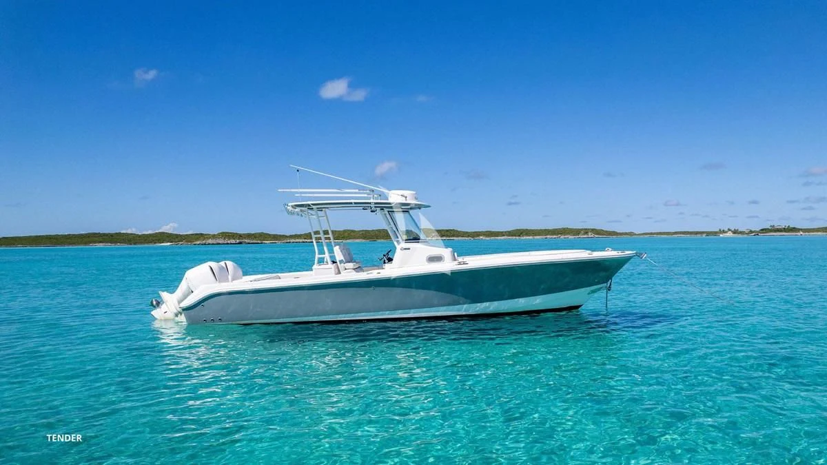 a white boat in the water aboard BLACK SHEEP Yacht for Sale