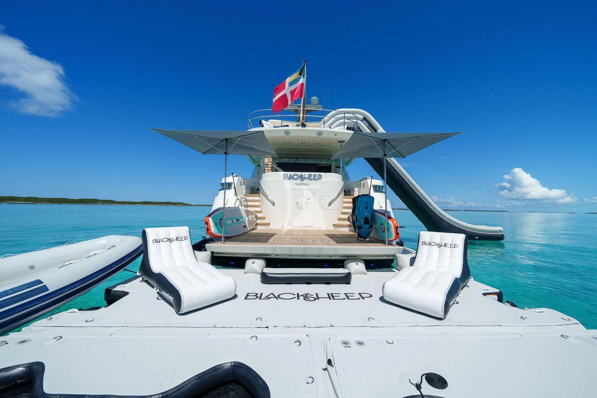 a boat on the water aboard BLACK SHEEP Yacht for Sale