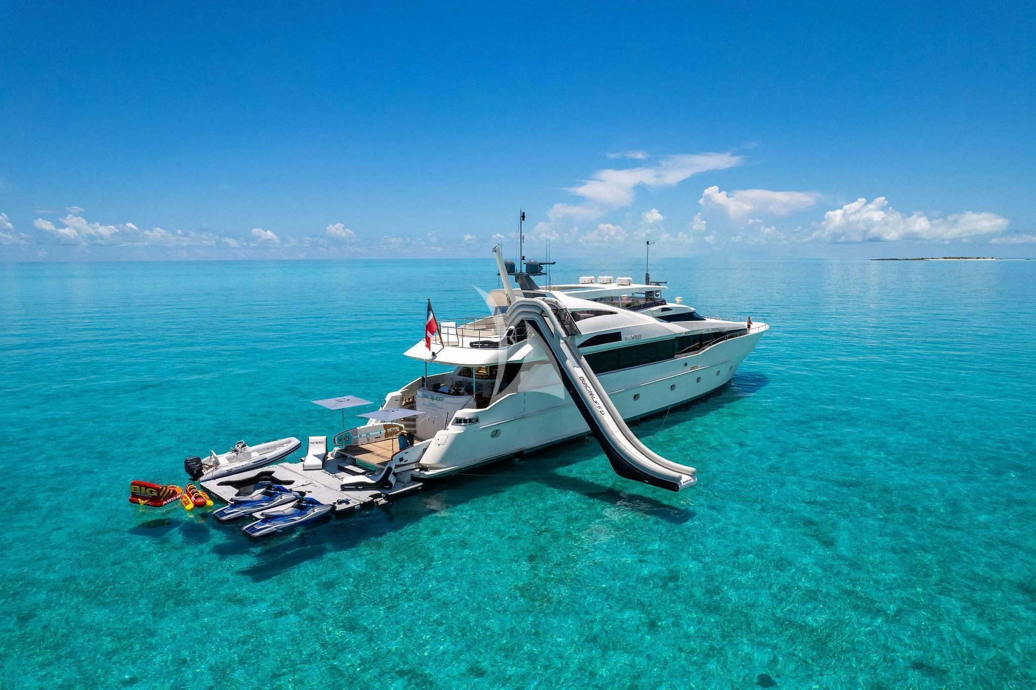 a boat in the water aboard BLACK SHEEP Yacht for Sale