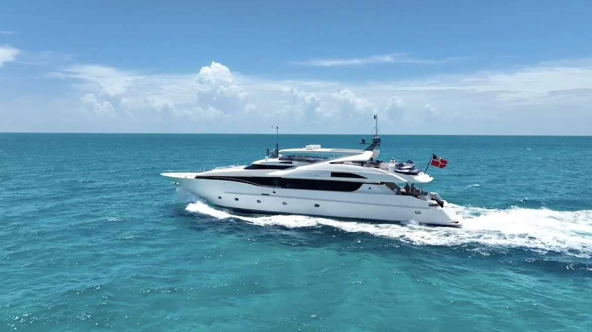 a white boat in the water aboard BLACK SHEEP Yacht for Sale