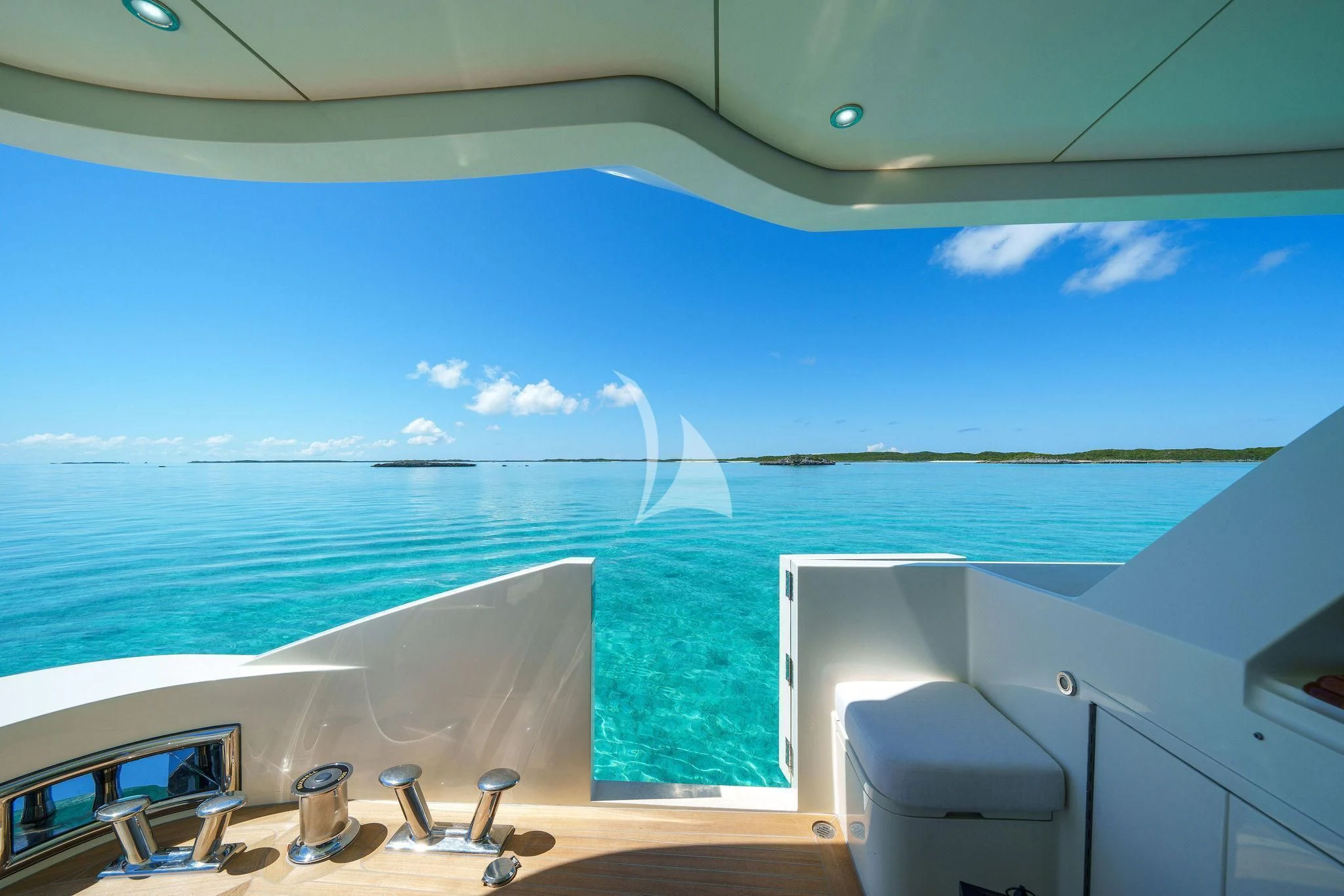 a view of a beach from a boat aboard BLACK SHEEP Yacht for Sale