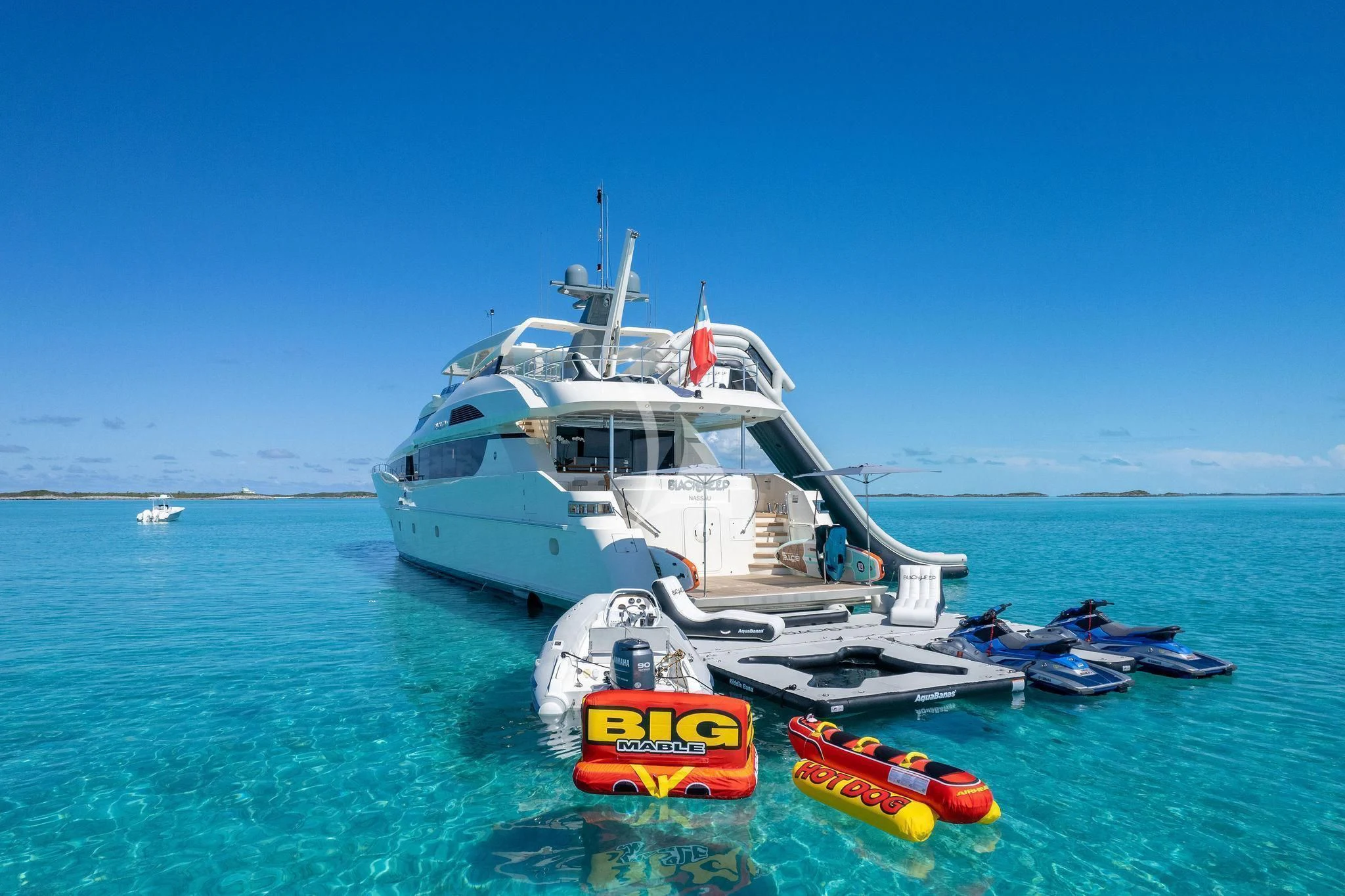 a boat on the water aboard BLACK SHEEP Yacht for Sale