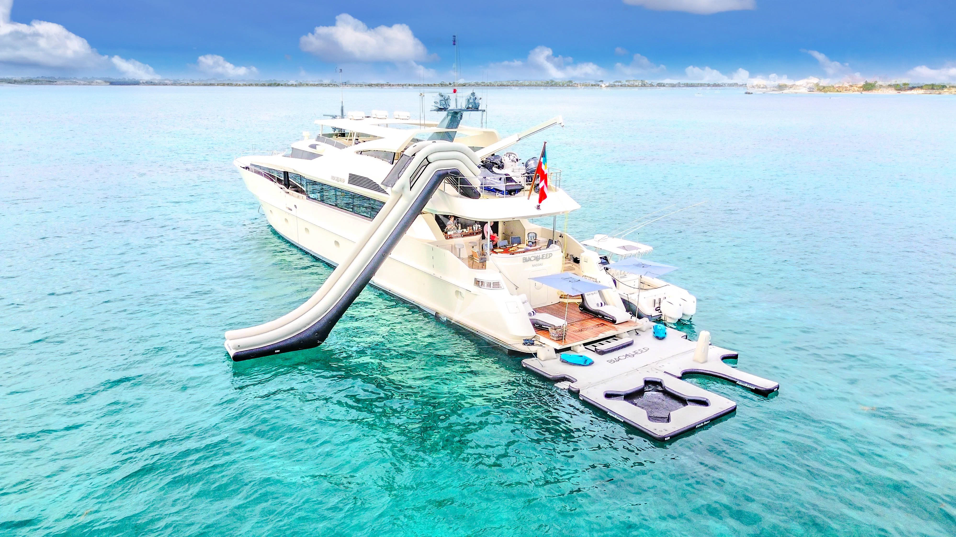 a boat in the water aboard BLACK SHEEP Yacht for Sale