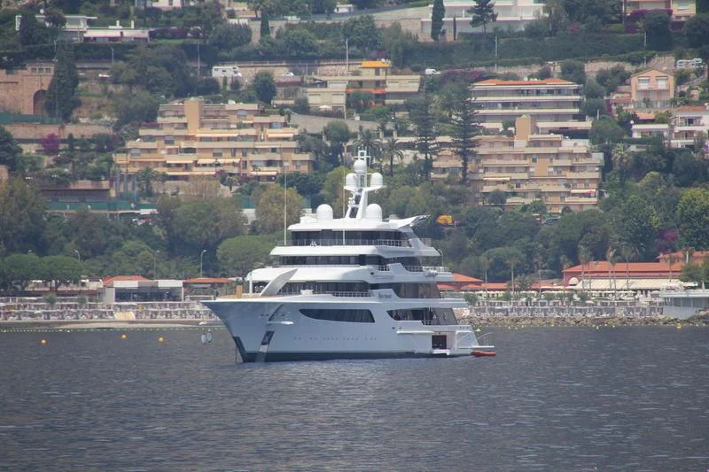 a large white boat in the water aboard ROYAL ROMANCE Yacht for Sale