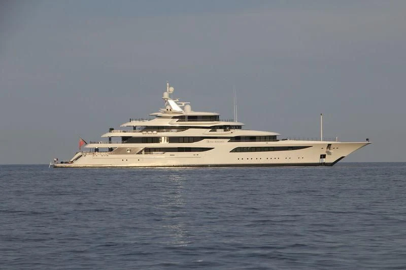 a large ship in the water aboard ROYAL ROMANCE Yacht for Sale