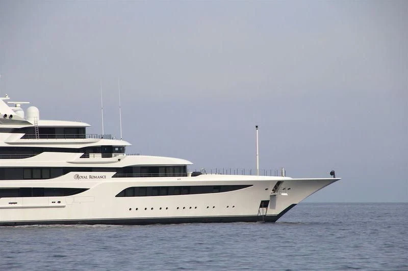 a white yacht in the water aboard ROYAL ROMANCE Yacht for Sale
