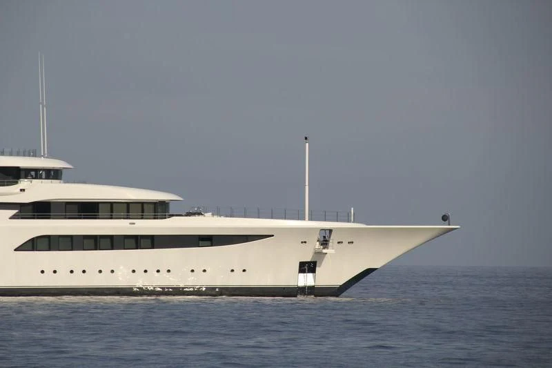 a large white yacht in the water aboard ROYAL ROMANCE Yacht for Sale