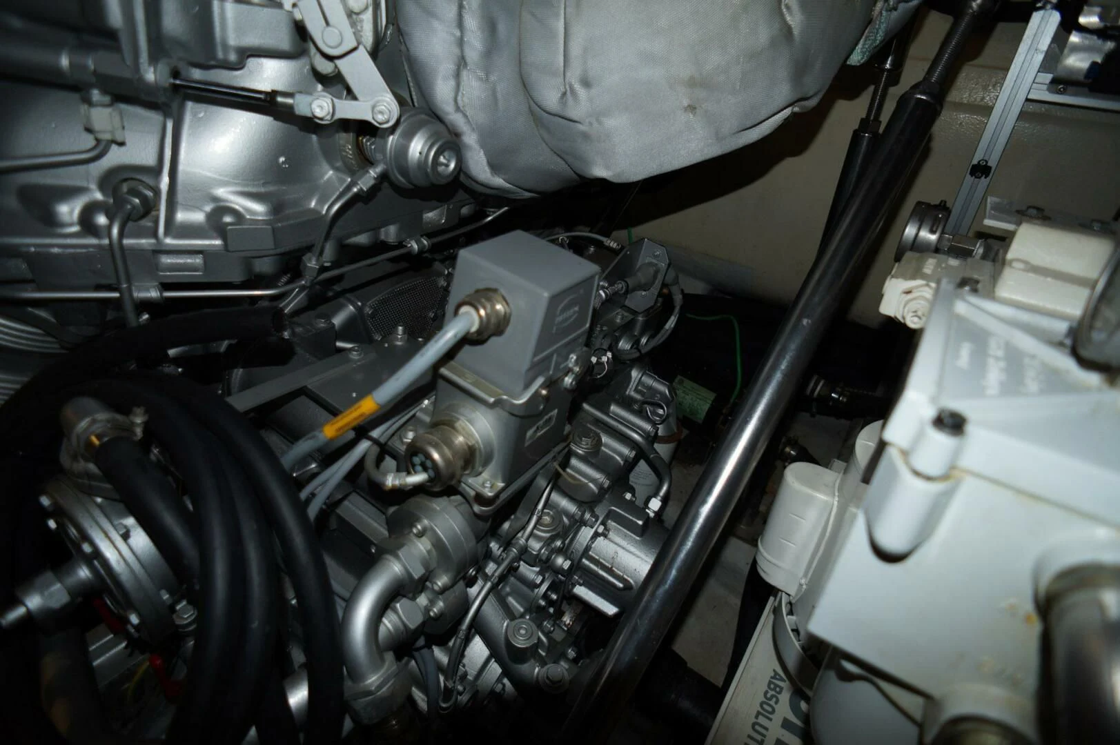 a car engine with a black rim aboard THE OFFICE Yacht for Sale