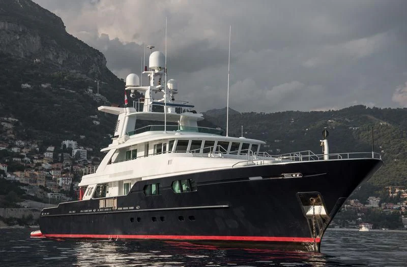 a large boat in the water aboard V6 Yacht for Sale