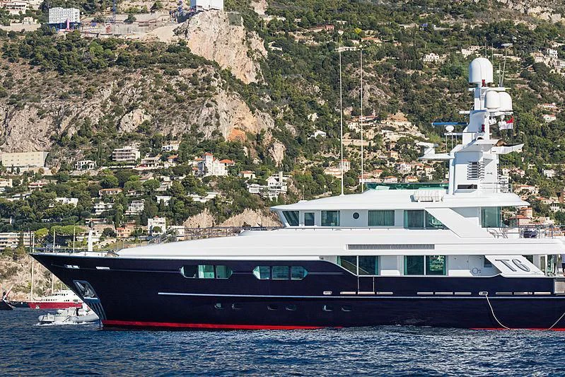 a large ship in the water aboard V6 Yacht for Sale