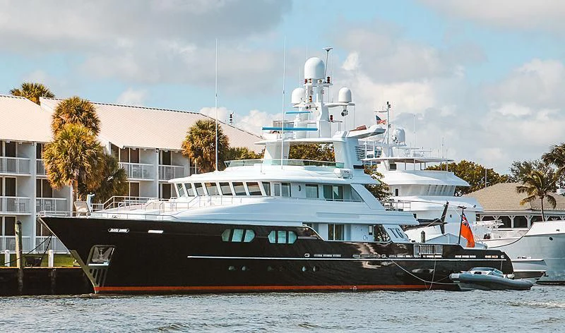 a large boat in the water aboard V6 Yacht for Sale