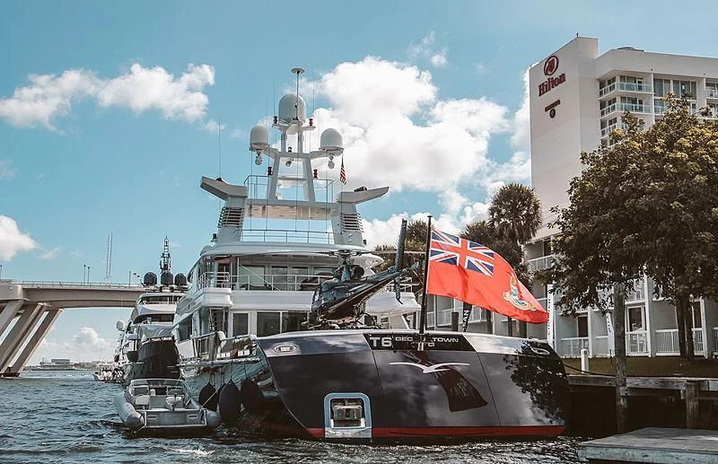 a large boat on the water aboard V6 Yacht for Sale