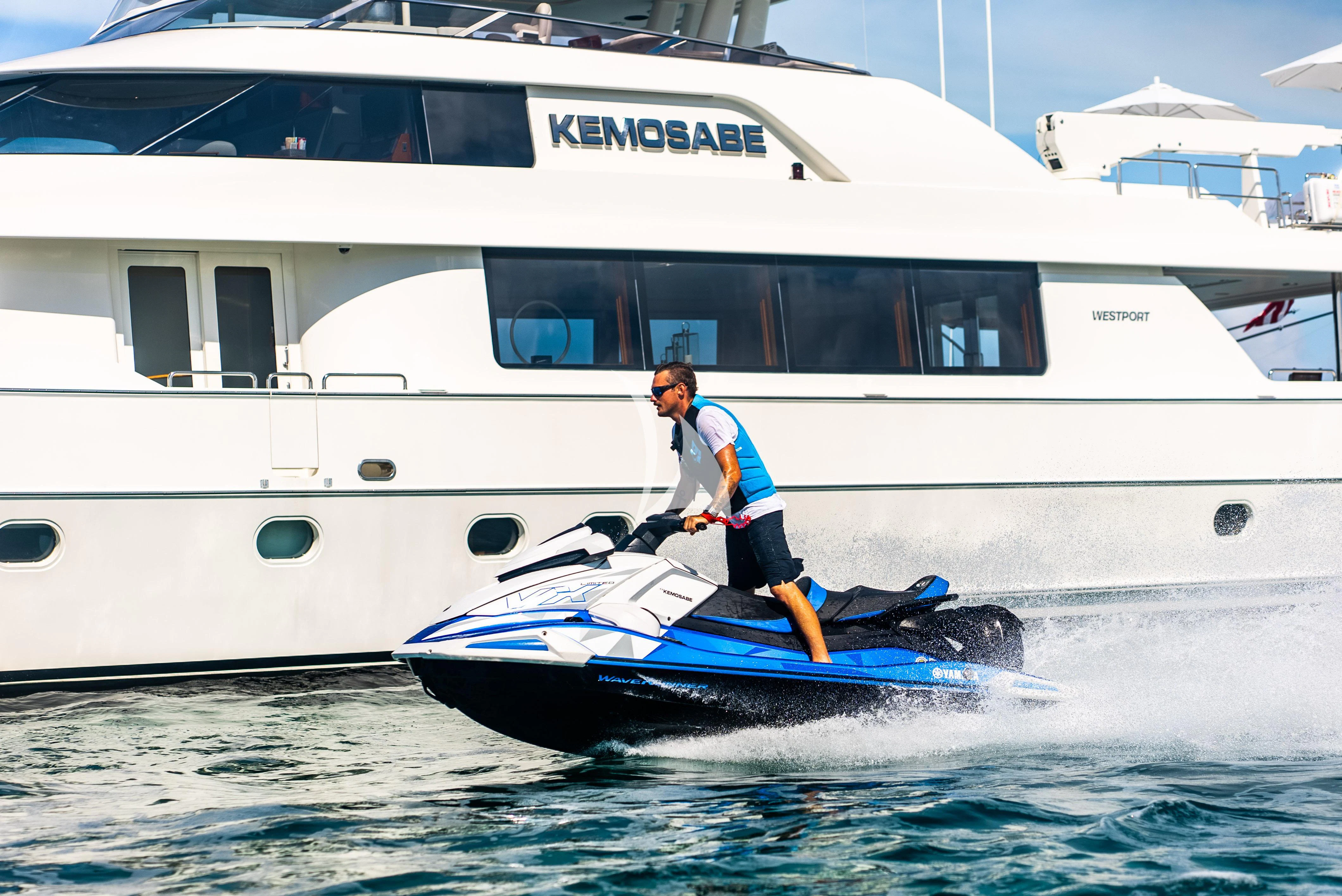 a man on a boat aboard KEMOSABE Yacht for Charter