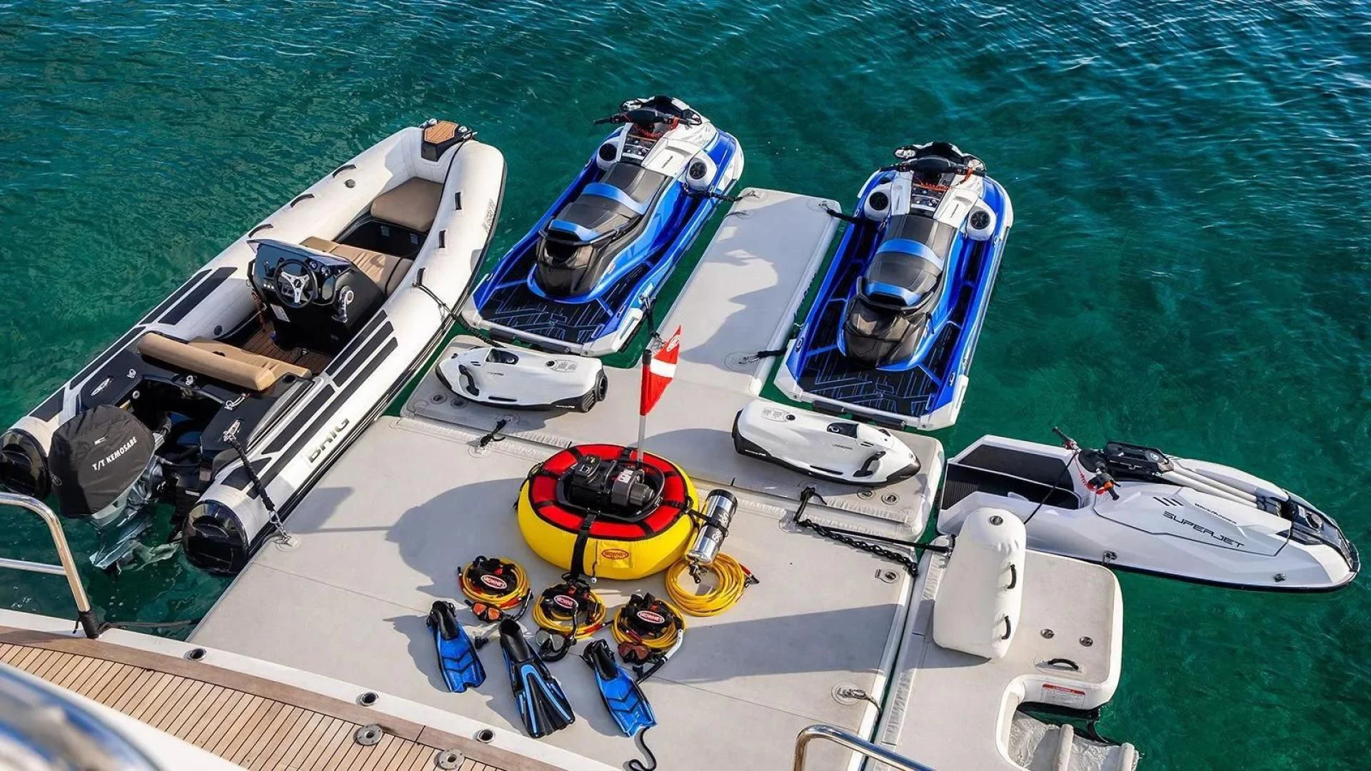 a group of boats on a dock aboard KEMOSABE Yacht for Charter