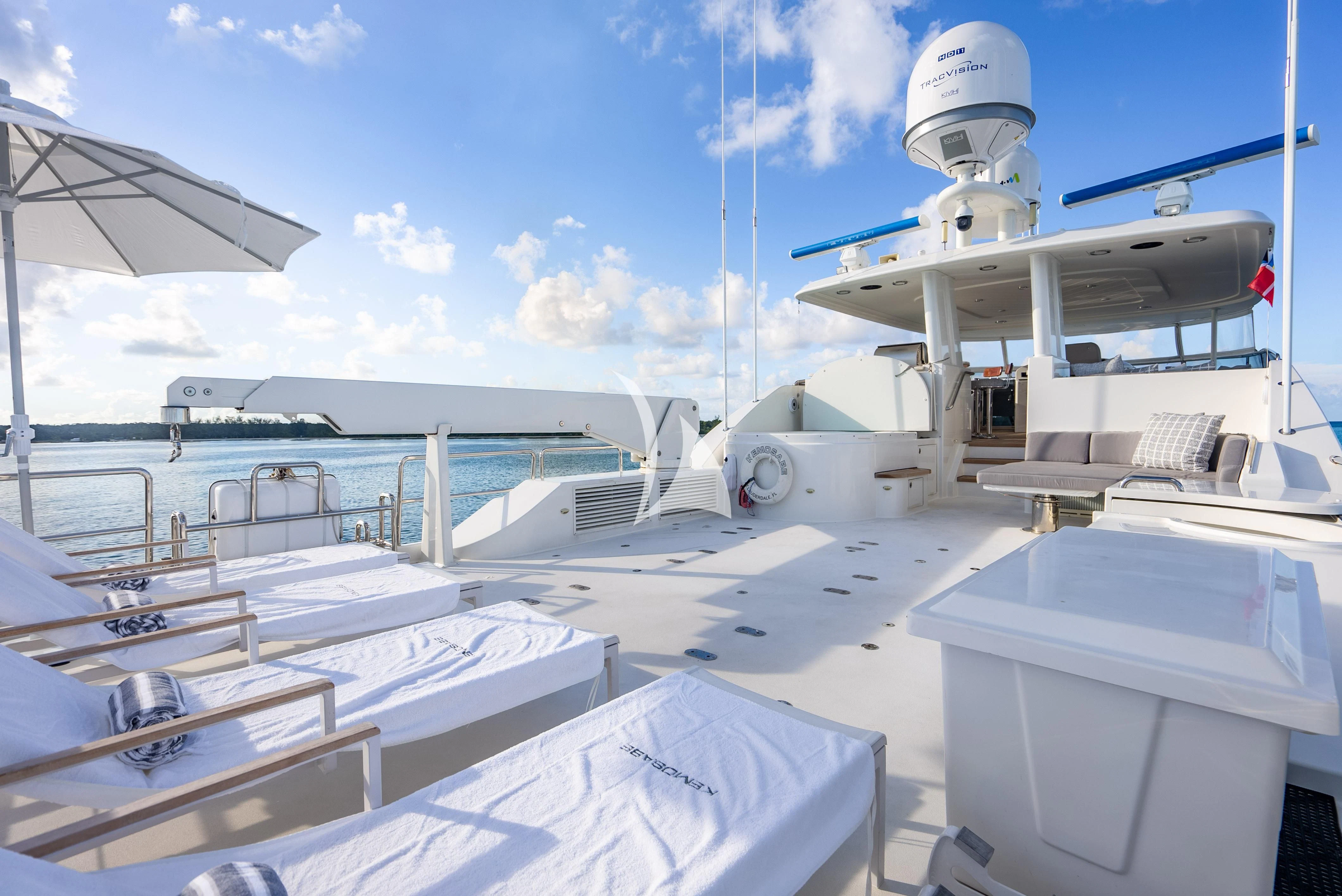 a group of white satellite dishes aboard KEMOSABE Yacht for Charter