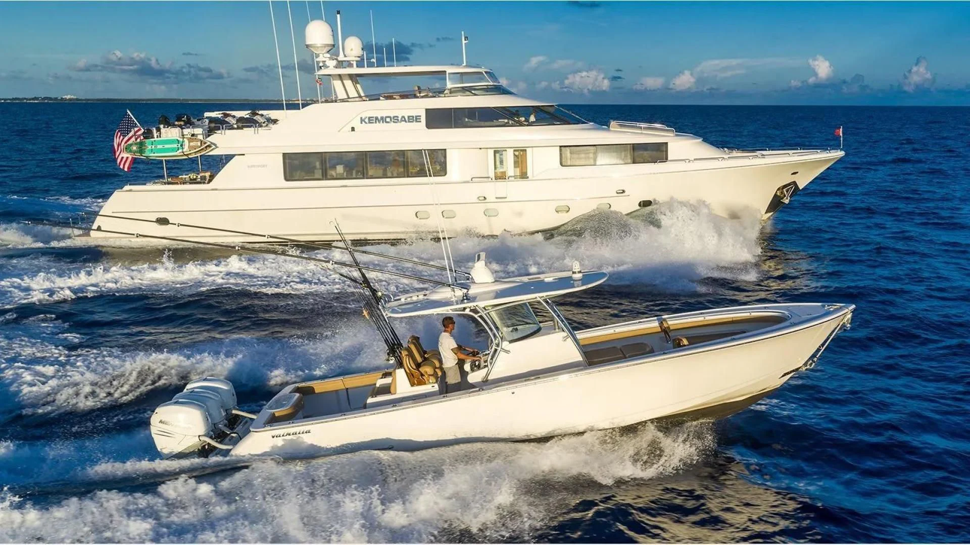 a boat in the water aboard KEMOSABE Yacht for Charter