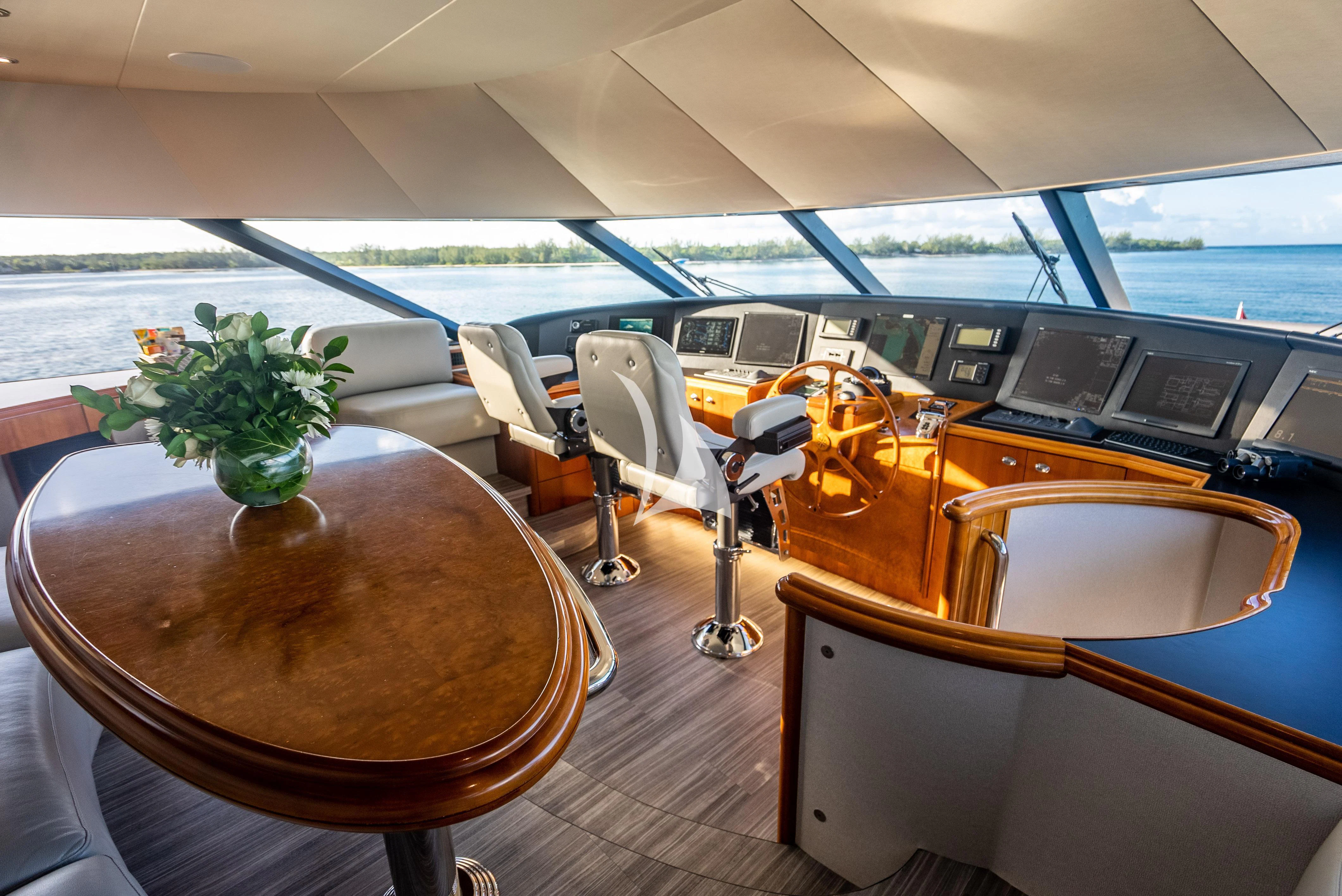 inside of a car aboard KEMOSABE Yacht for Charter