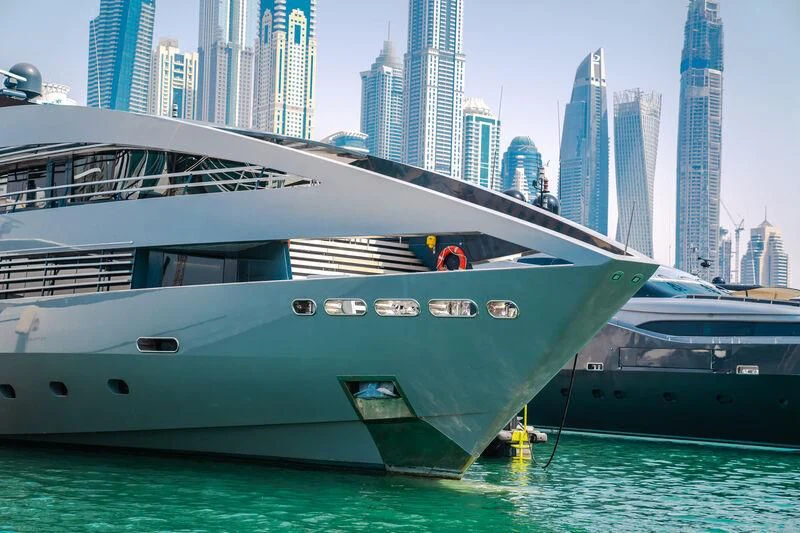 a large white boat in the water aboard OCEAN SAPPHIRE Yacht for Sale
