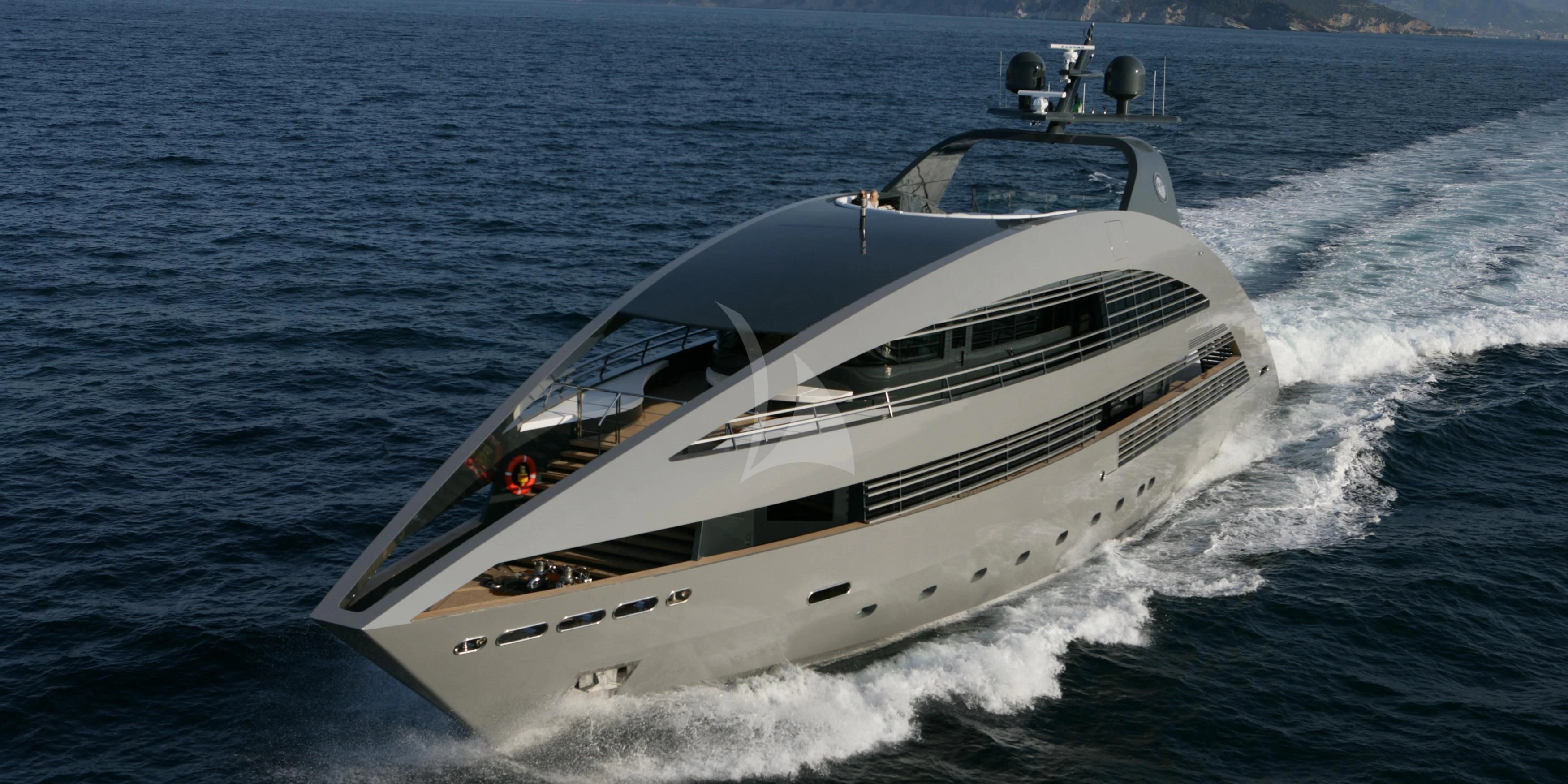 a white yacht on the water aboard OCEAN SAPPHIRE Yacht for Sale