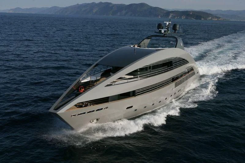 a white yacht on the water aboard OCEAN SAPPHIRE Yacht for Sale