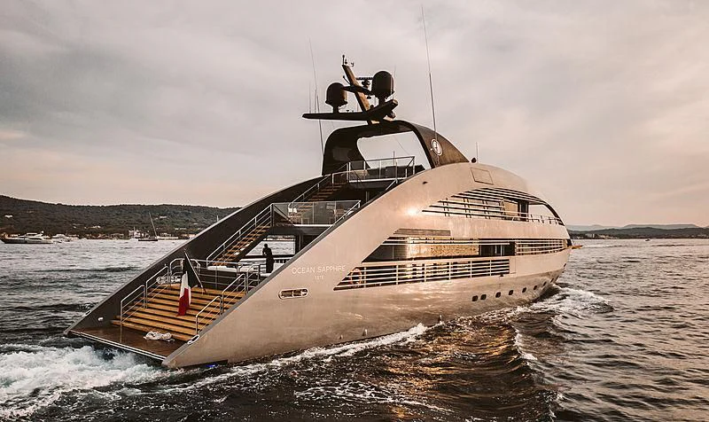 a boat on the water aboard OCEAN SAPPHIRE Yacht for Sale