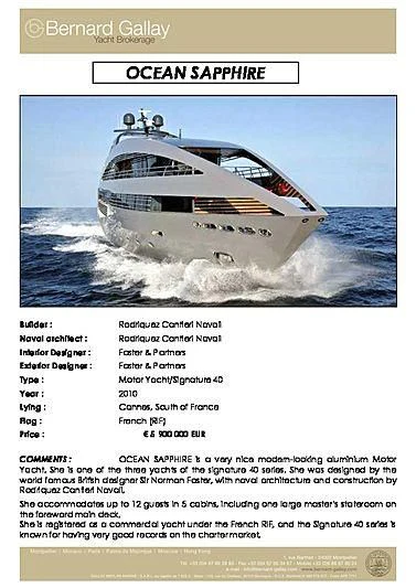 text aboard OCEAN SAPPHIRE Yacht for Sale