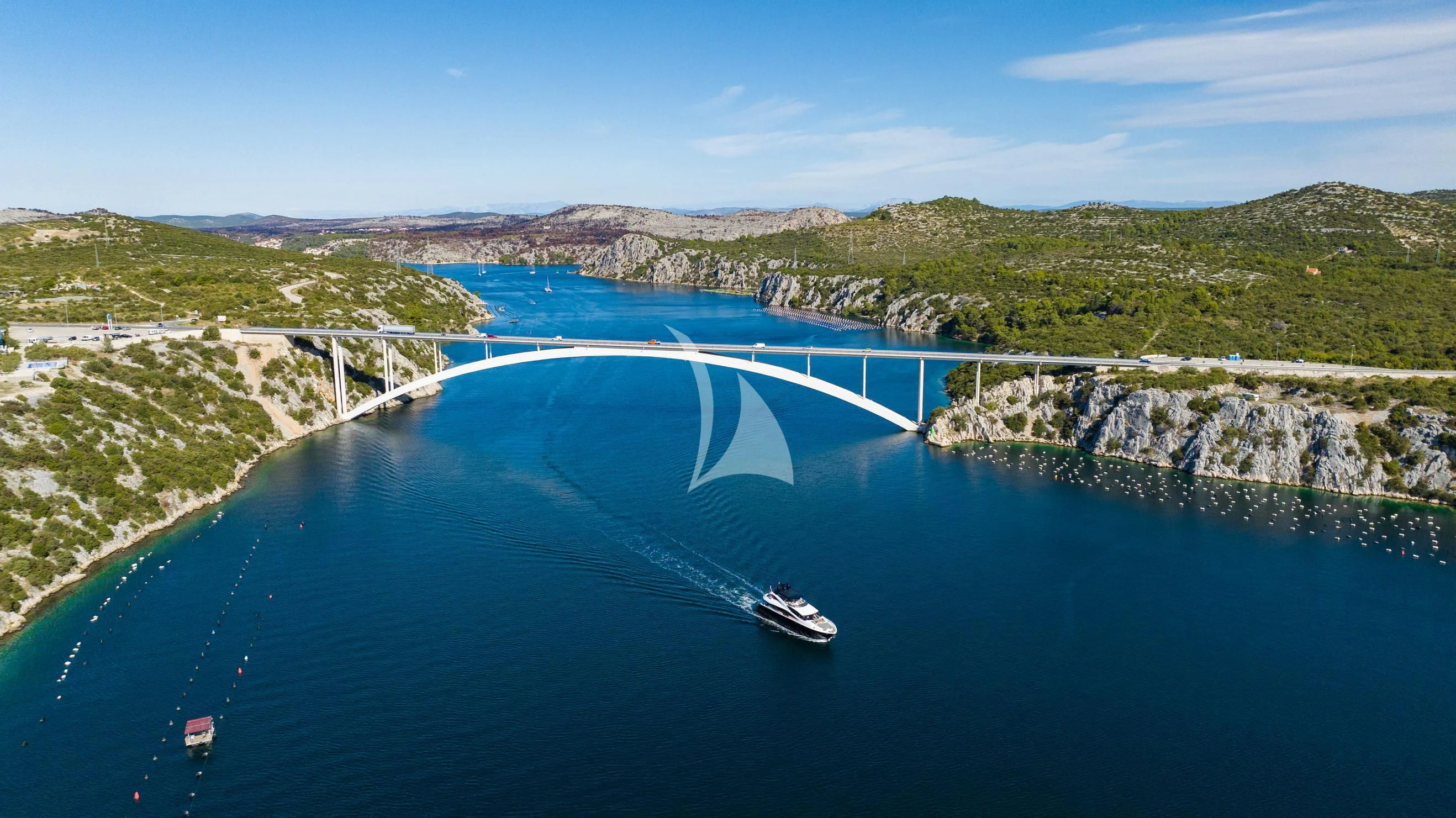 a high angle view of a beach aboard BLACK MAMBA Yacht for Charter