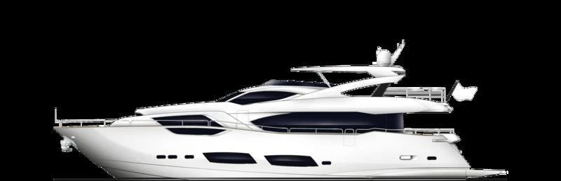a white car with a black background aboard MR K IRISTON Yacht for Sale