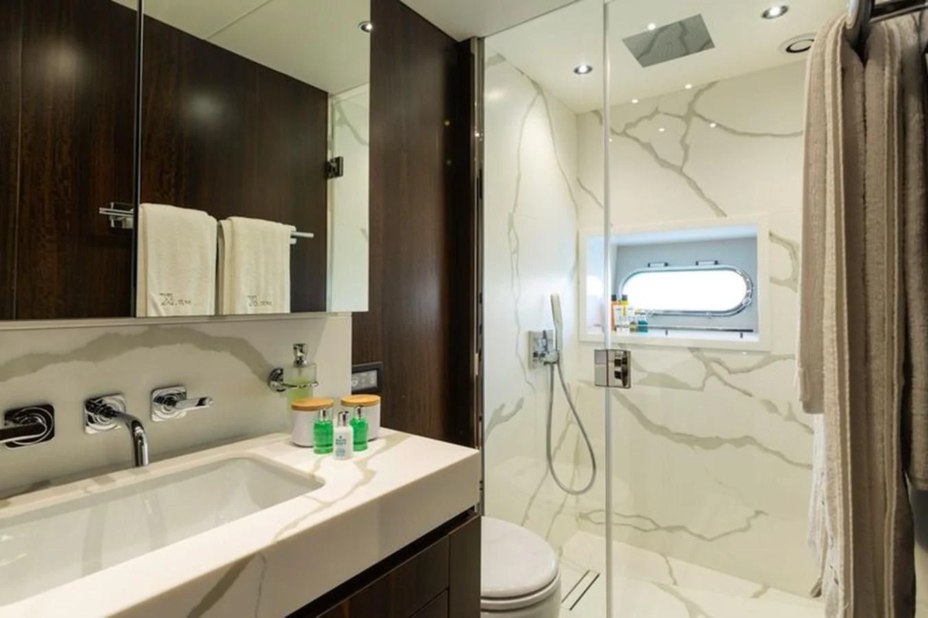 a bathroom with a sink and a toilet aboard MR K IRISTON Yacht for Sale