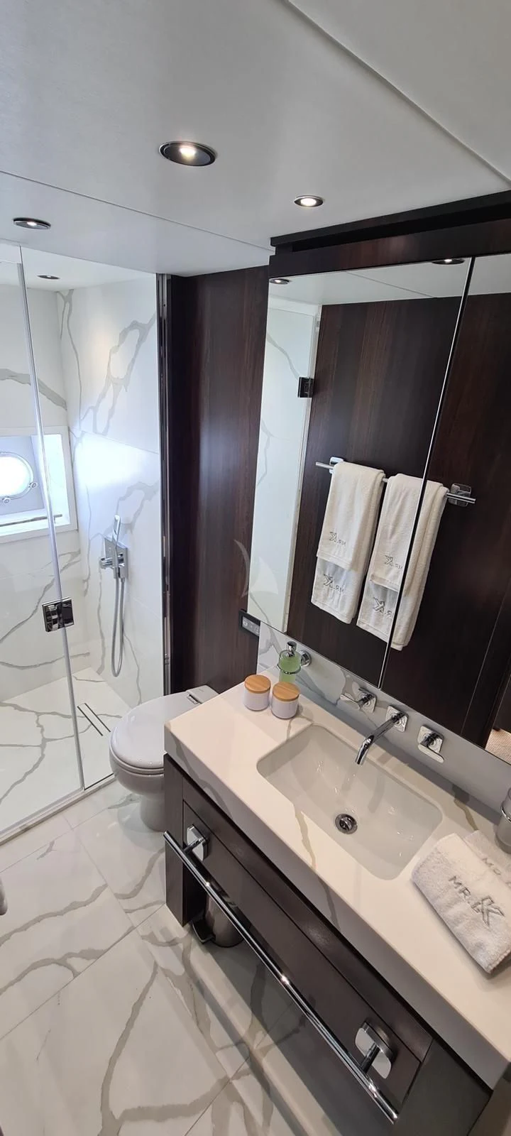 a bathroom with a sink and a toilet aboard MR K IRISTON Yacht for Sale