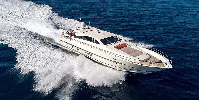 a white boat on the water aboard XANADU Yacht for Sale