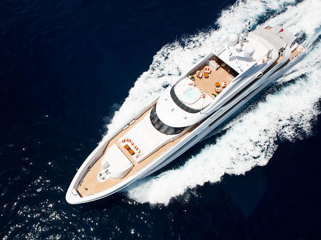 a space ship in space aboard DAISY D Yacht for Sale