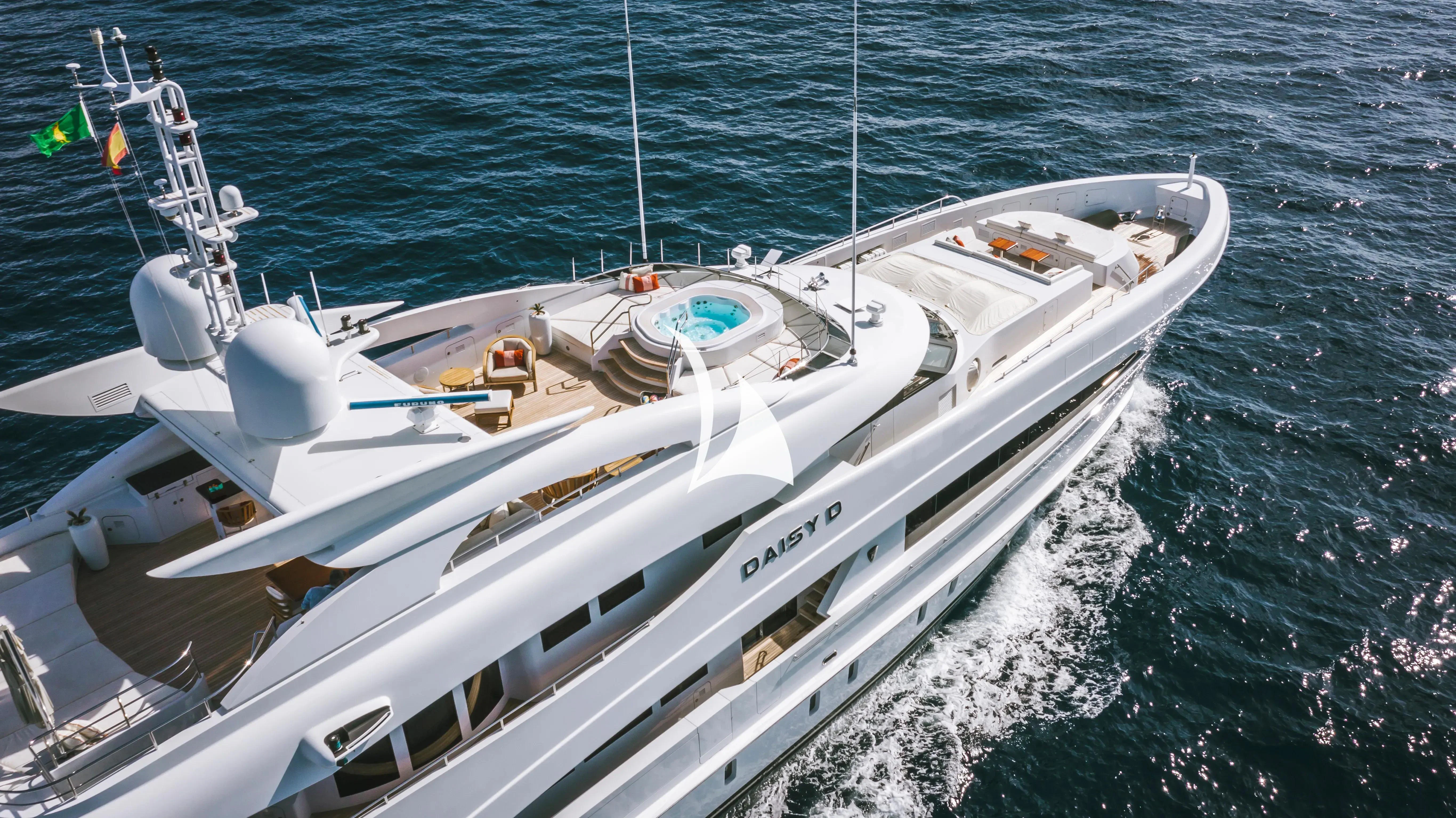 a white boat on the water aboard DAISY D Yacht for Sale