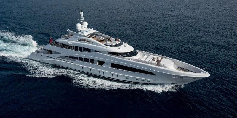 a white yacht on the water aboard DAISY D Yacht for Sale