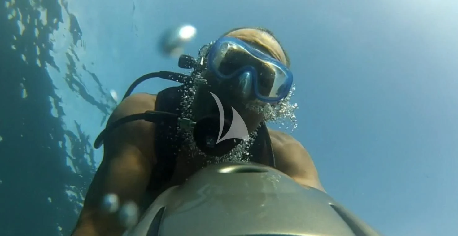 a person in scuba gear aboard ATLANTIC ENDEAVOUR Yacht for Charter