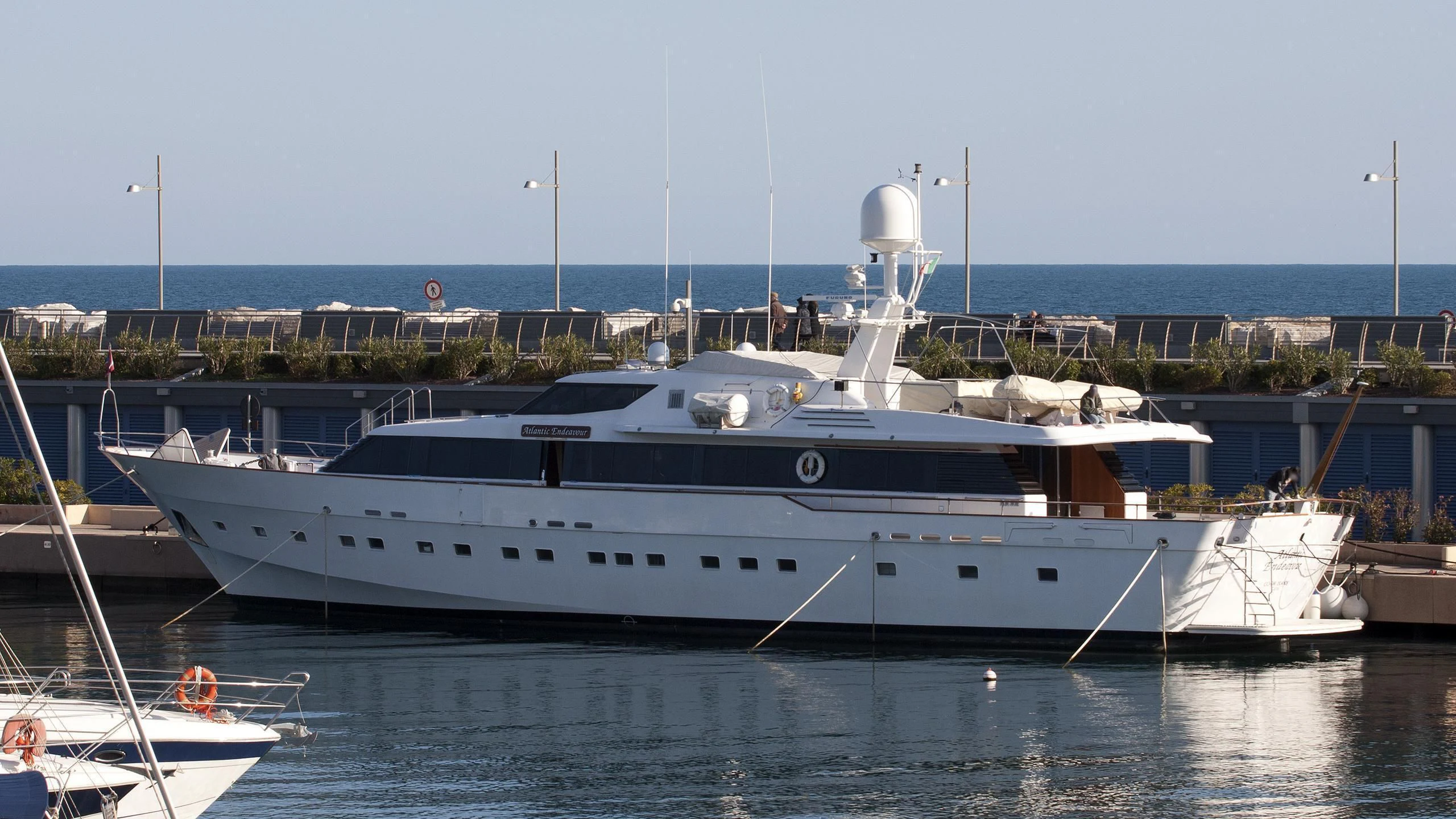 a large white yacht aboard ATLANTIC ENDEAVOUR Yacht for Charter