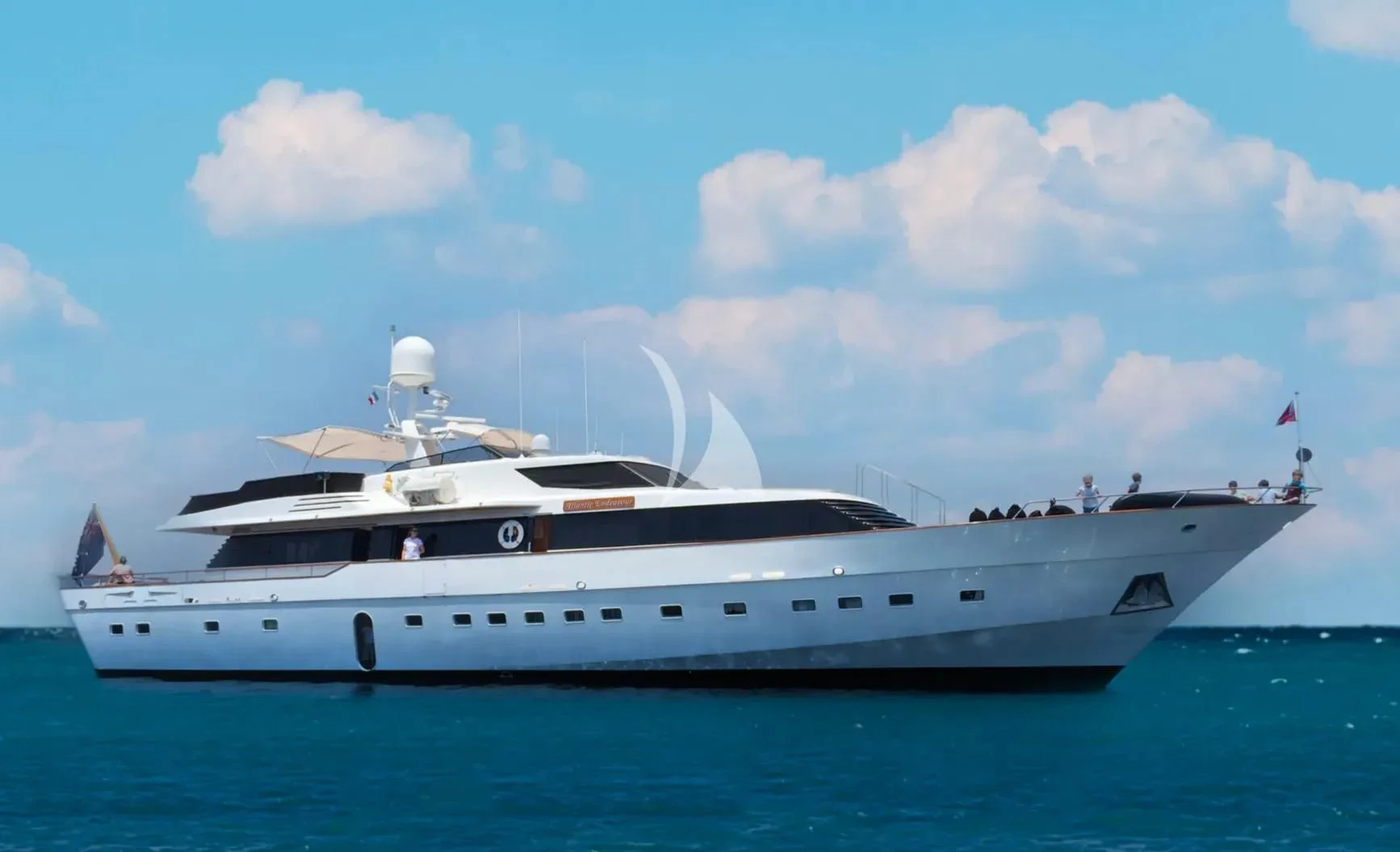 a white yacht in the water aboard ATLANTIC ENDEAVOUR Yacht for Charter