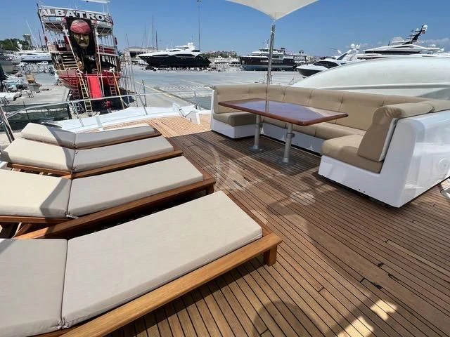 a boat on a deck aboard ATLANTIC ENDEAVOUR Yacht for Charter