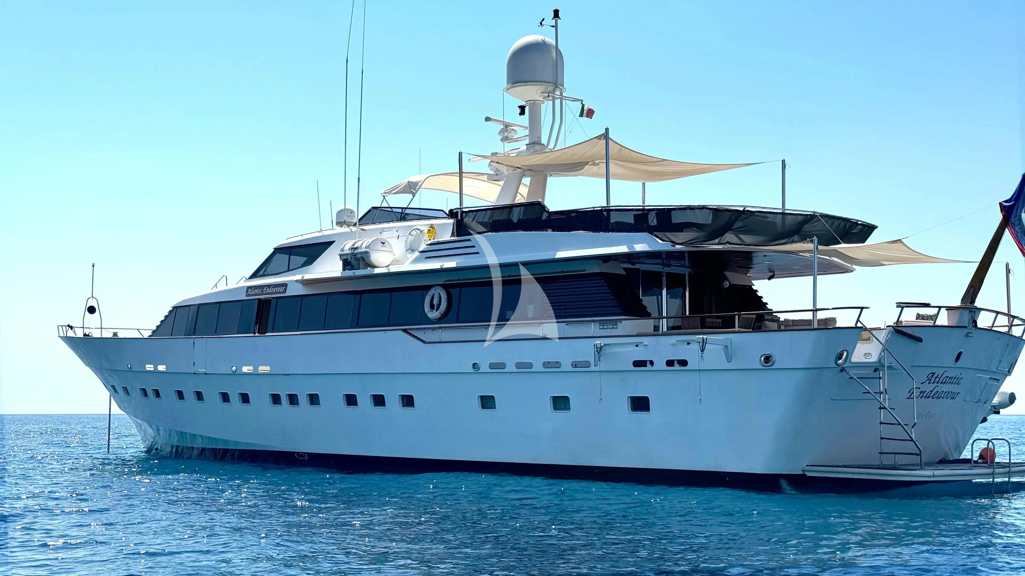 a large white yacht aboard ATLANTIC ENDEAVOUR Yacht for Charter
