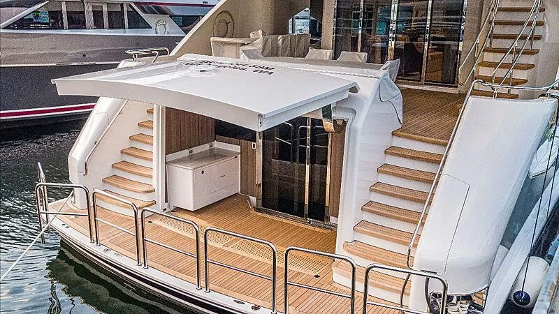 a large white machine on a road aboard LION'S DEN Yacht for Sale