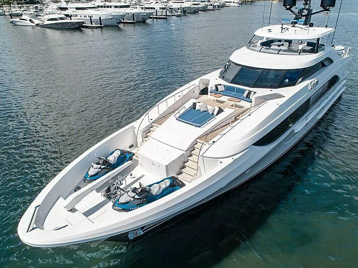 a boat in the water aboard LION'S DEN Yacht for Sale