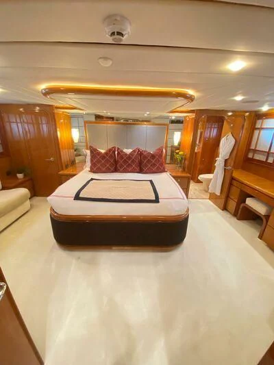 a bed in a room aboard SLIPAWAY Yacht for Sale