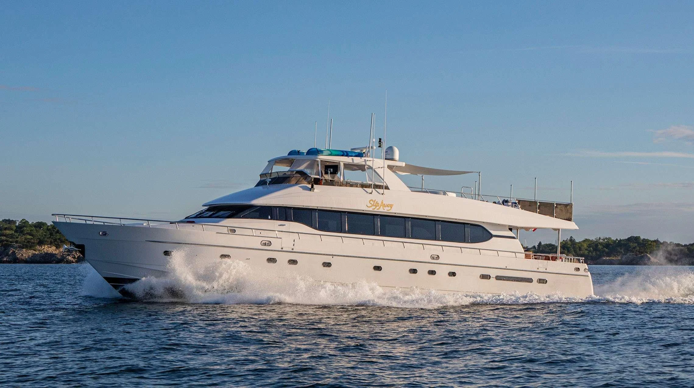 a boat on the water aboard SLIPAWAY Yacht for Sale