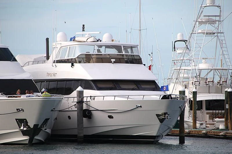 a large white yacht aboard SLIPAWAY Yacht for Sale