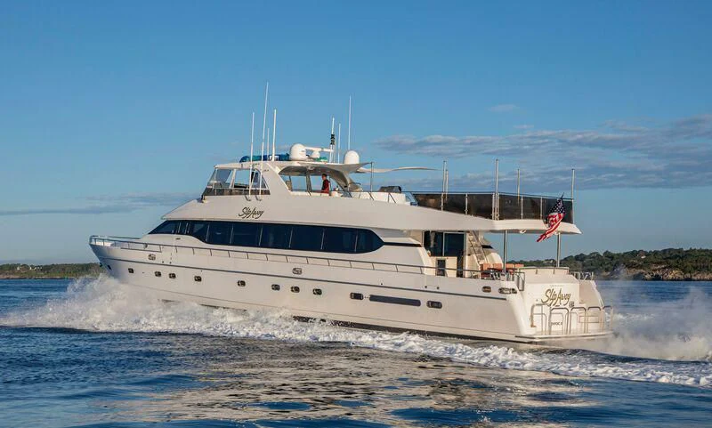 a boat on the water aboard SLIPAWAY Yacht for Sale