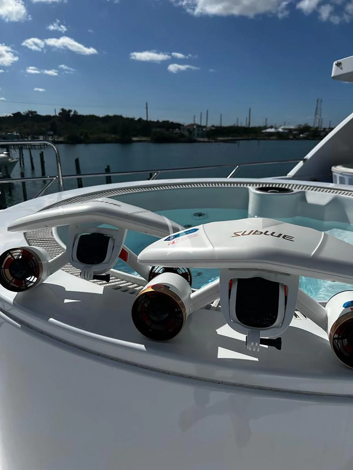 a white airplane on a runway aboard SLIPAWAY Yacht for Sale