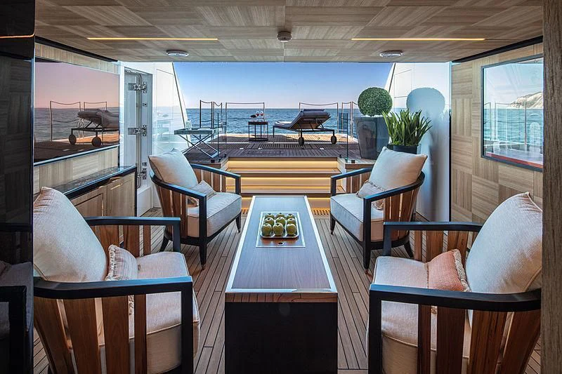 a boat on the water aboard AGORA III Yacht for Sale